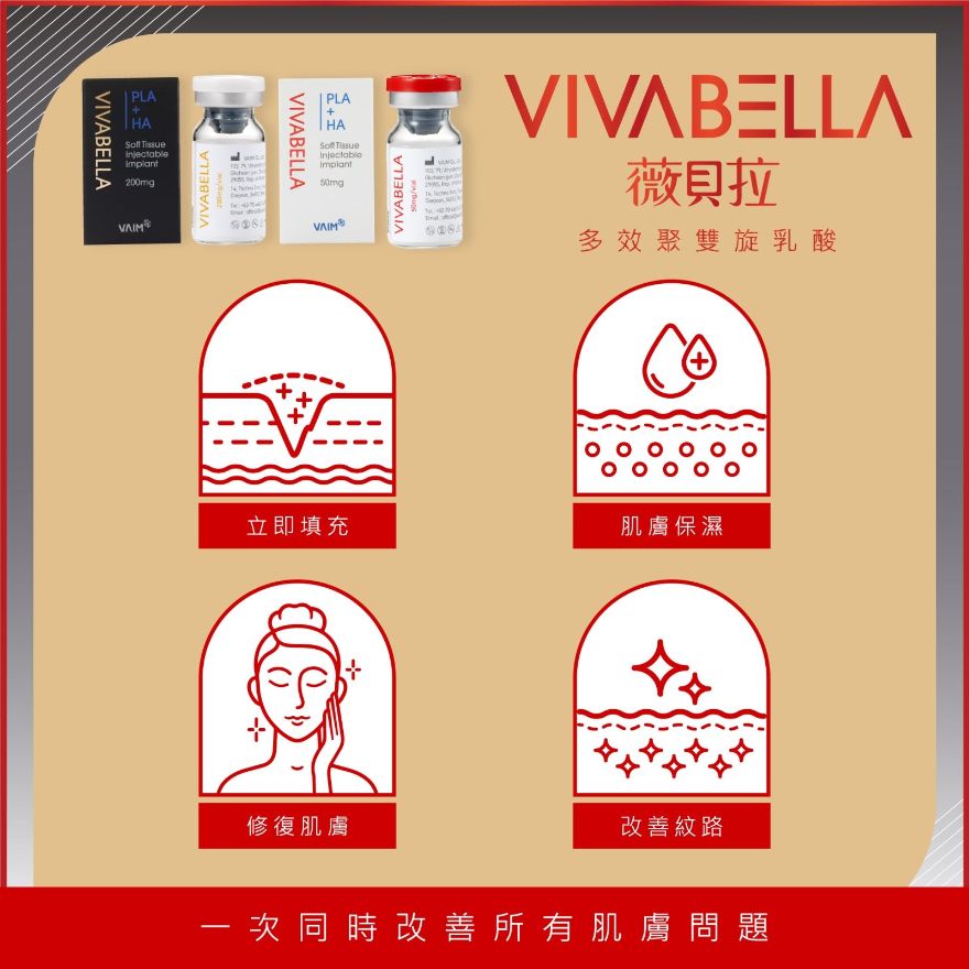 vivabella薇貝拉為多效聚雙旋乳酸，一次同時改善所有肌膚問題